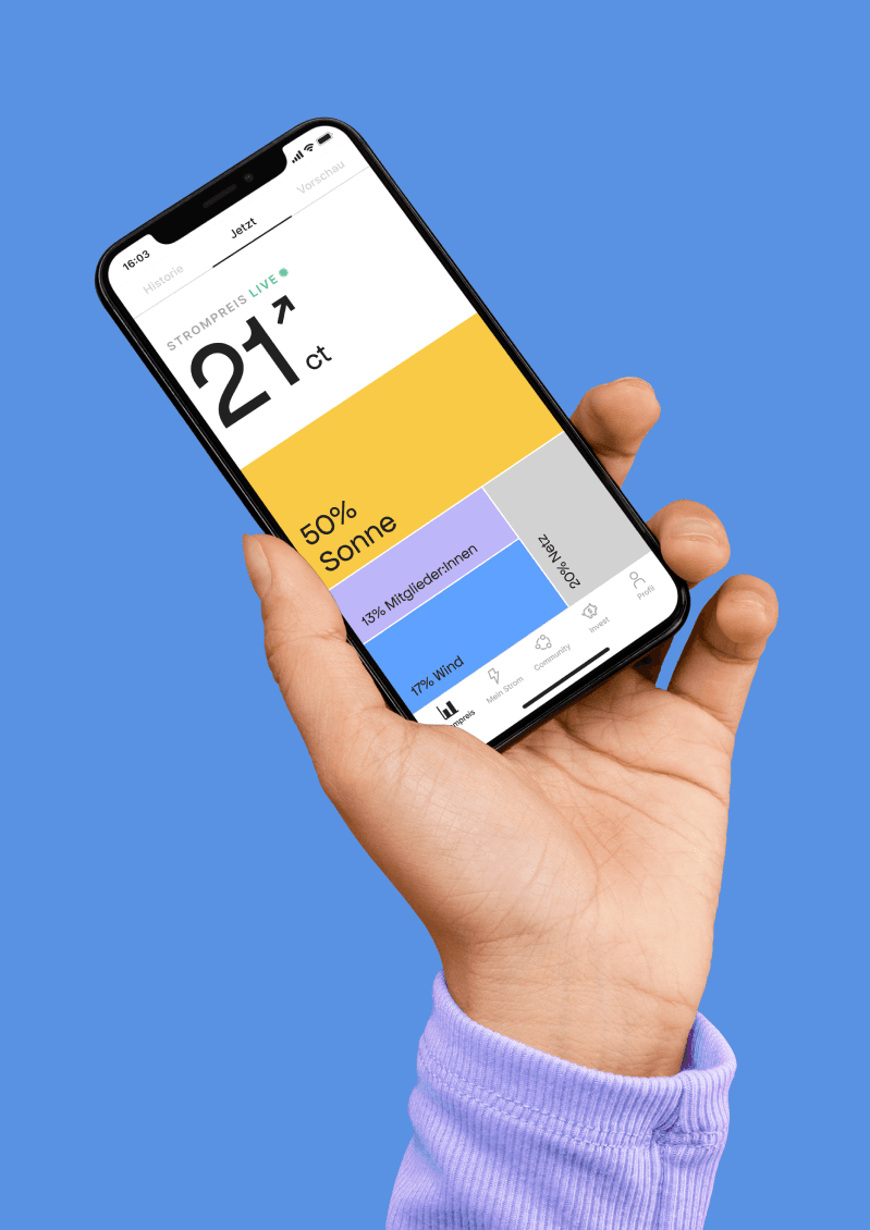 Connect app interface showing energy pricing